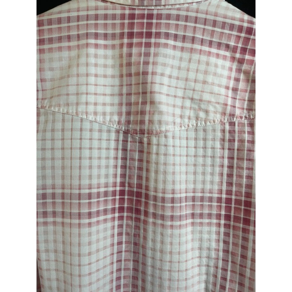 Tommy Bahama Denim Long Sleeve Shirt Cranberry Red White Check Mens Size Large - Picture 5 of 7